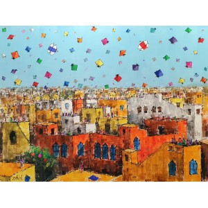 Zahid Saleem, 36 x 48 Inch, Acrylic on Canvas, Cityscape Painting, AC-ZS-197